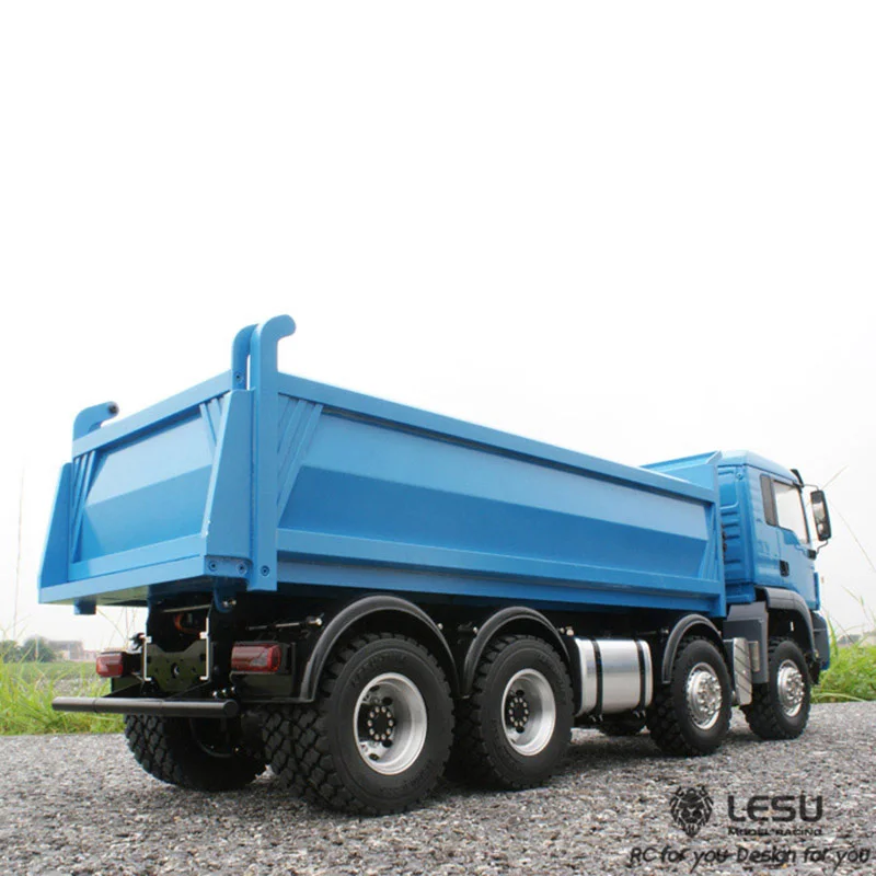 1/14 LESU 8X8 RC Hydraulic Dump Truck Model Remote Control Metal Dumper Light Sound Motor ESC Servo Tamiyaya Trailer Cars RC Toy