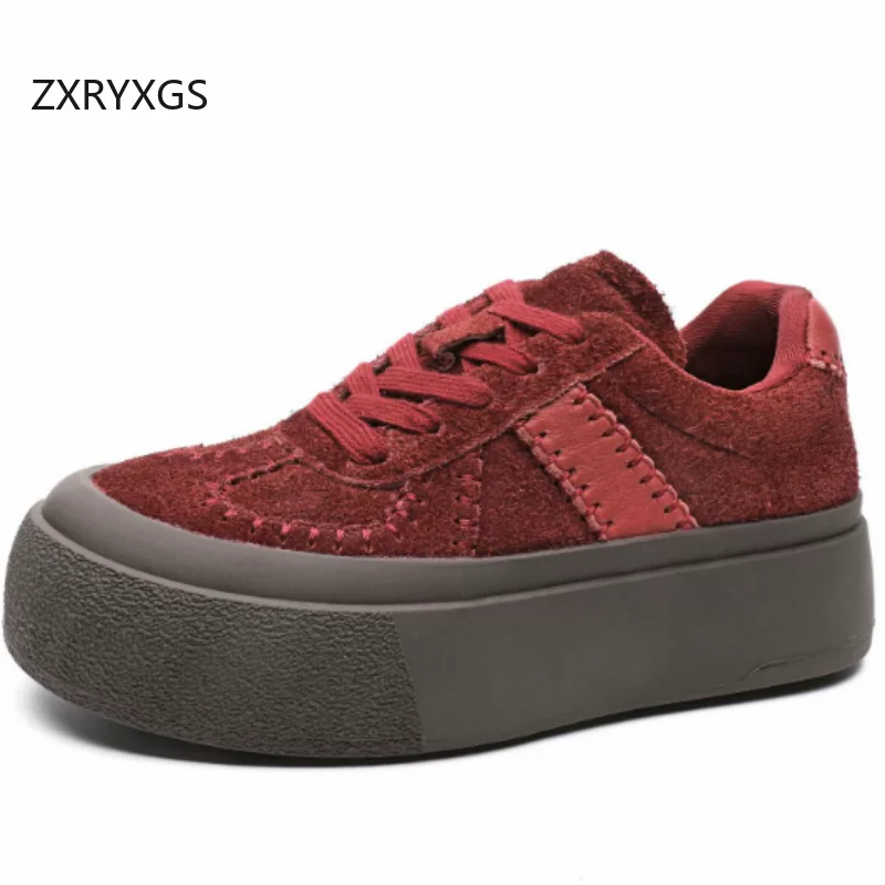 

ZXRYXGS/2026, новые весенние женские кроссовки премиум-класса на шнуровке из воловьей кожи с верхним слоем, обувь на платформе, удобная элегантная модная обувь