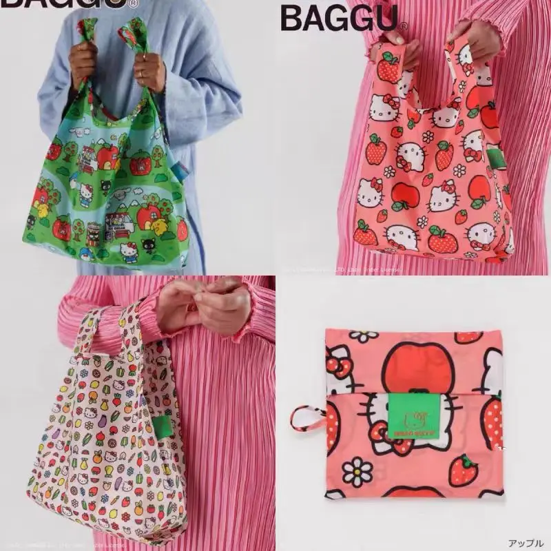 

Kawaii Hello Kitty Portable and Eco-friendly Shopping Bag with Cartoon Printed Large Capacity Handbag Sanrio Gift Toy for Girl