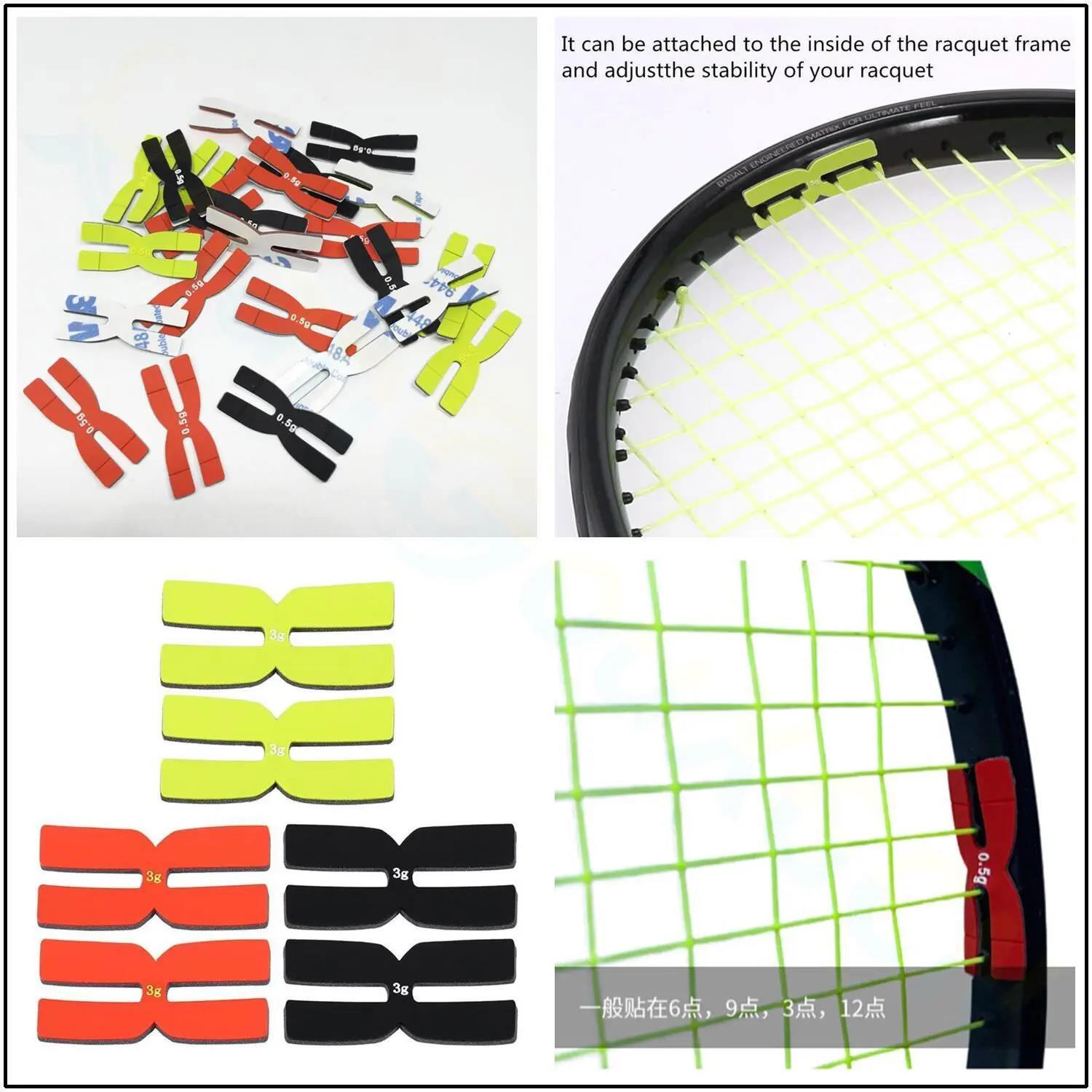 0.5g Badminton Racket Weight Racket Head Balance Strips H-shaped 3g Tennis Racquet Table Tennis Racket Weight Balance Strips