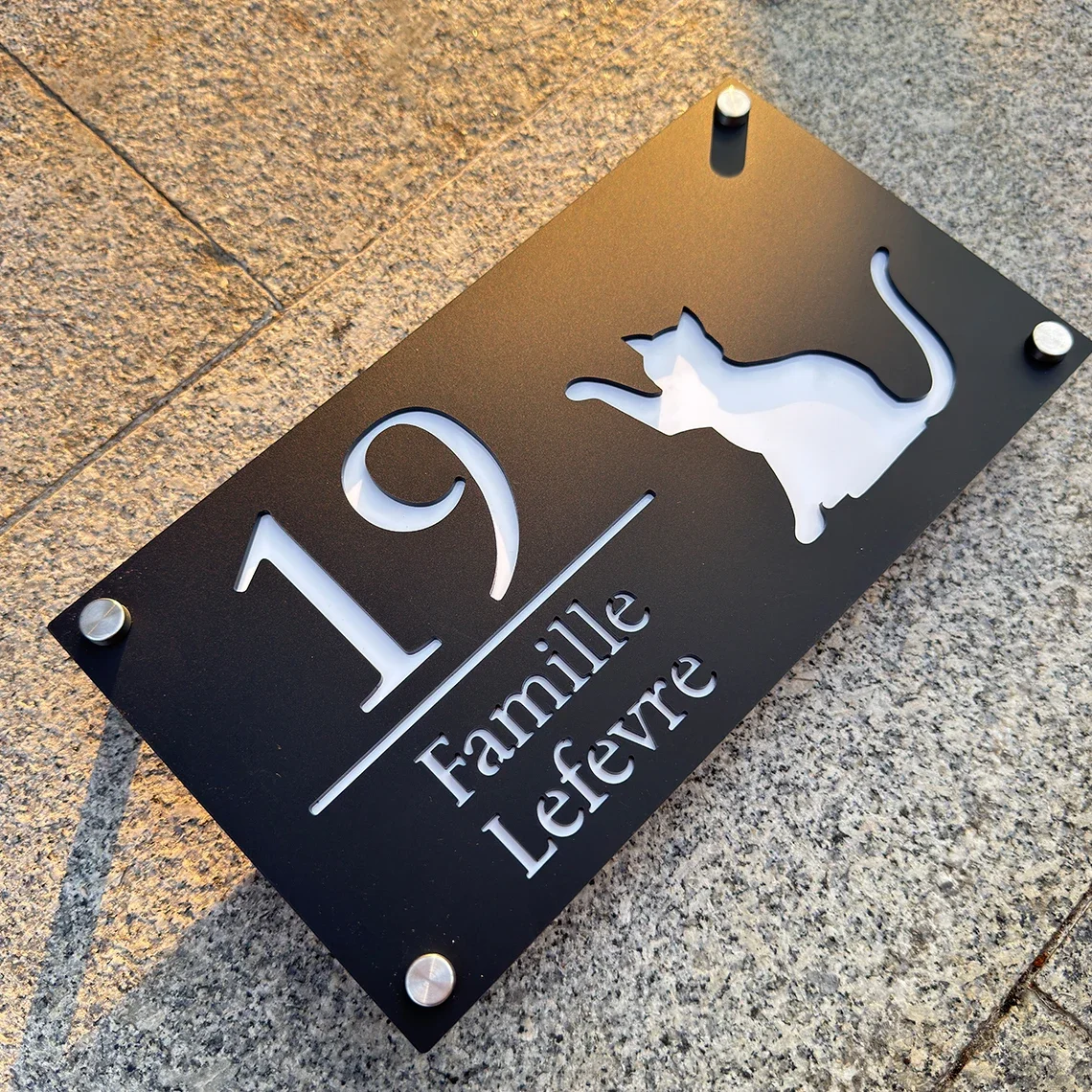 DIY House Sign Cat/Dog Wall Plaques Personalized External Address Street Family Name House Number 3D Laser Cut Acrylic Plaques