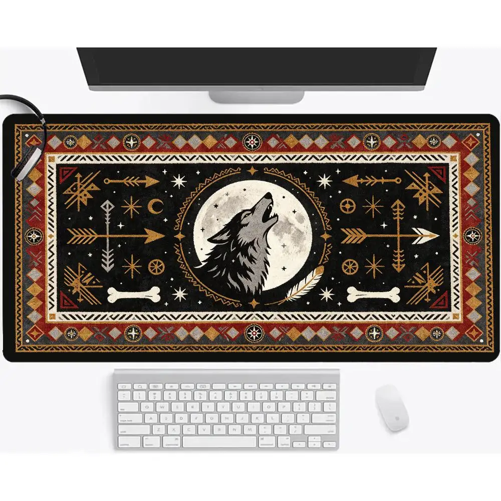 Silver Fluid Metal Abstract Persian Rug Pattern Mouse Pad Large Size Thick Rubber For Modern Desk