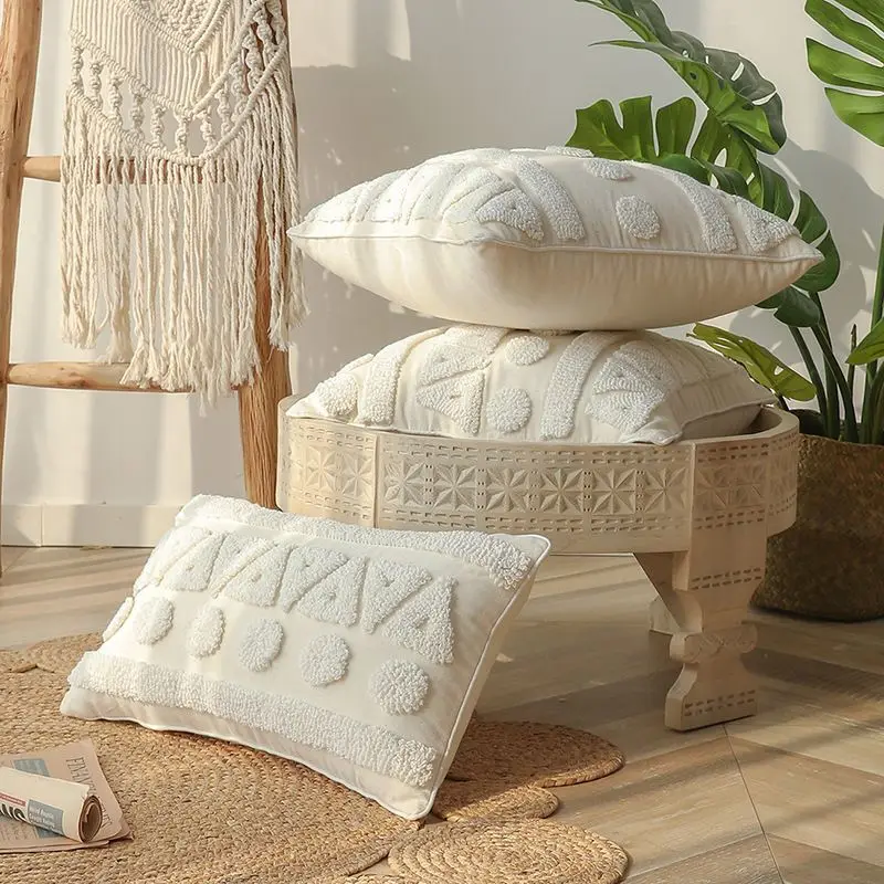 

Nordic Style Loop Velvet Sofa Pillow Cases Bed Head Cushion Cover Tufted Linen Homestay Hotel Bay Window Pillowcase