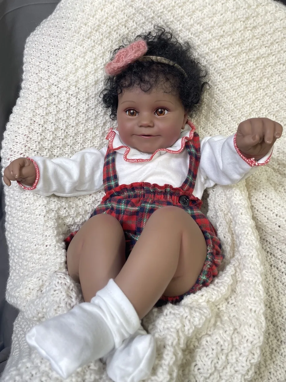 

50CM Finished African American Reborn Baby Dolls Black Girl Dark Skin Soft Full Vinyl Waterproof or Cloth Body Toy Figure Gift