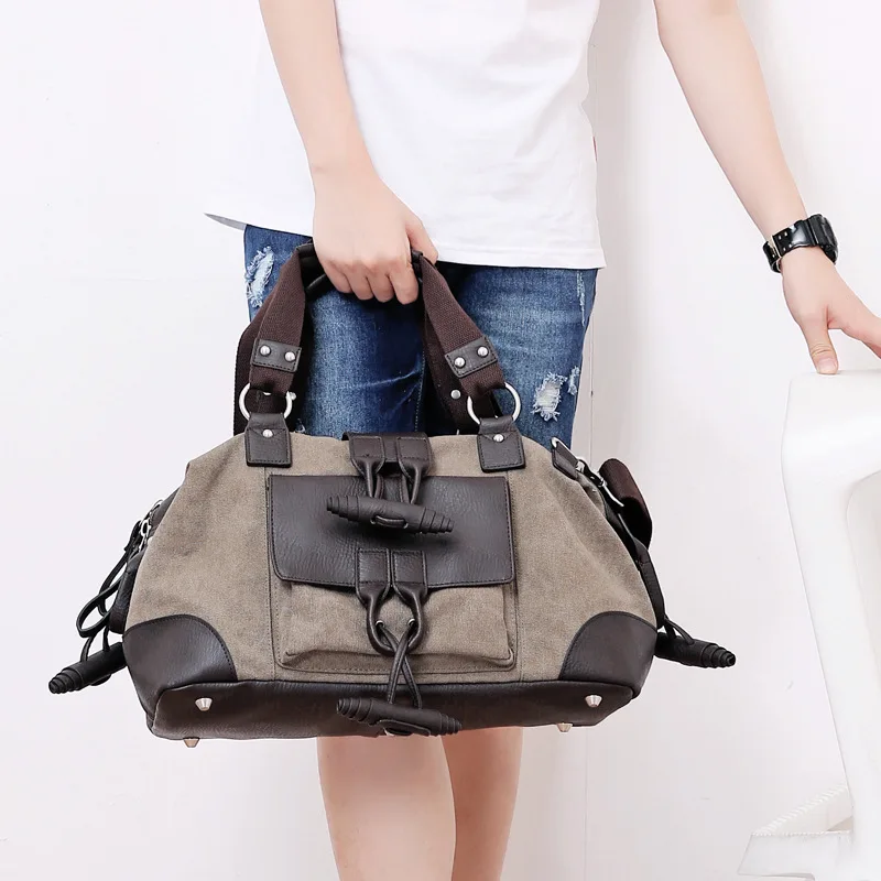 

Мужская парусиновая сумка, сумка, повседневная сумка через плечо, многофункциональный рюкзак для компьютера большой вместимости, дорожная сумка