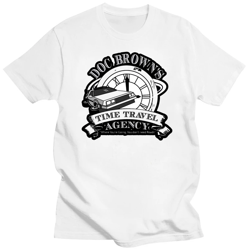 Men tshirt Doc Brown's Time Travel Agency   Back To The Future   T Shirt women T-Shirt tees top