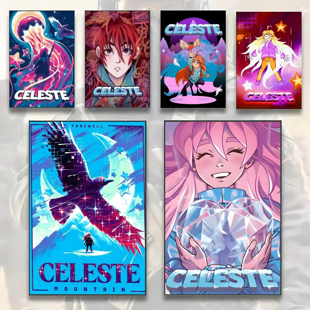 Indie Platformer Game C-Celeste Painting Calligraphy Modern Canvas Wall Art Prints for Living Room Decor | Wall Decals