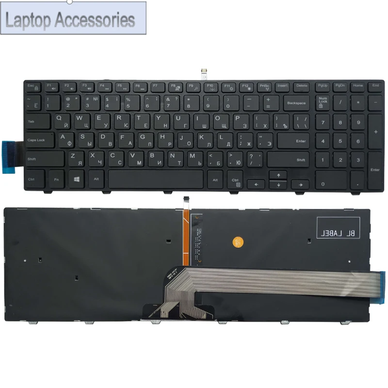 New Russian Keyboard For Dell Inspiron 15 5000 5551 5552 5555 5566 5557 5547 5548 P51F P39F 17 5748 5749 5755 5758 5759 RU Black