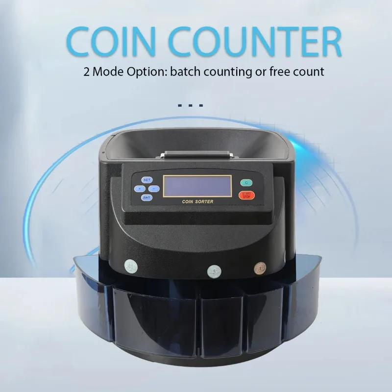 150 Coins/Min Coin Sorter Counter Professional Electric Automatic Machine LED Display Coin Counting Machine for Shop Bank
