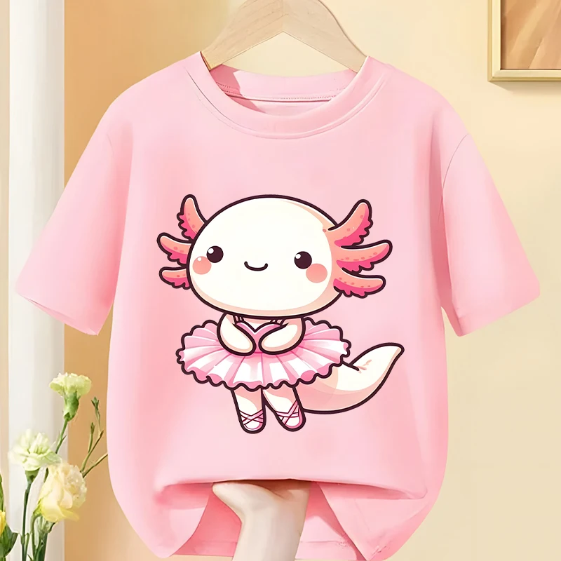 Ballet Axolotl Print Kids Tshirt Axolotl Aesthetic Kawaii Graphic T Shirt Child Tee Tops Ballet Axolotl Tshirt Cartoon Clothing