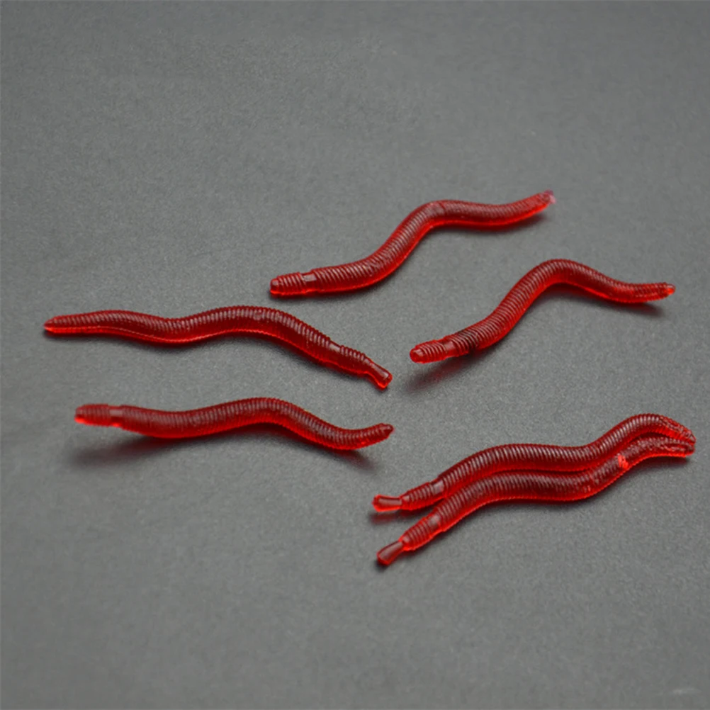 

5pcs 4cm Simulation Fake Fishing Lures Bait Bionic Worm Lifelike Fishy Smell Lures (Red)
