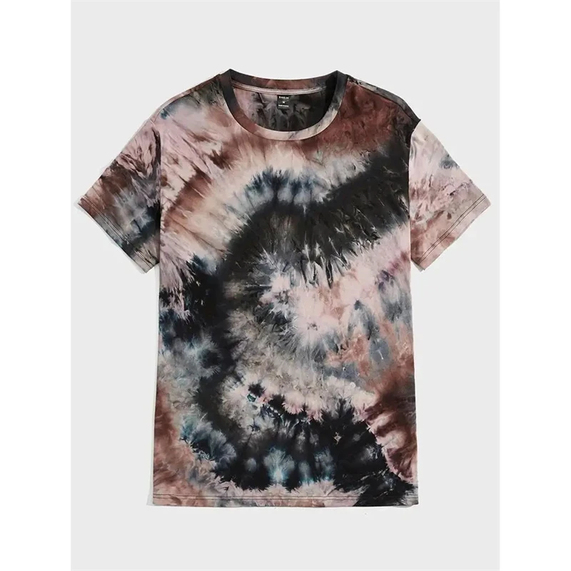 Men\'s Fashion Tie-Dye 3D Print Tshirt Short Sleeve Tops Summer Street Personality Harajuku Tees Oversized Kids O Neck T Shirt