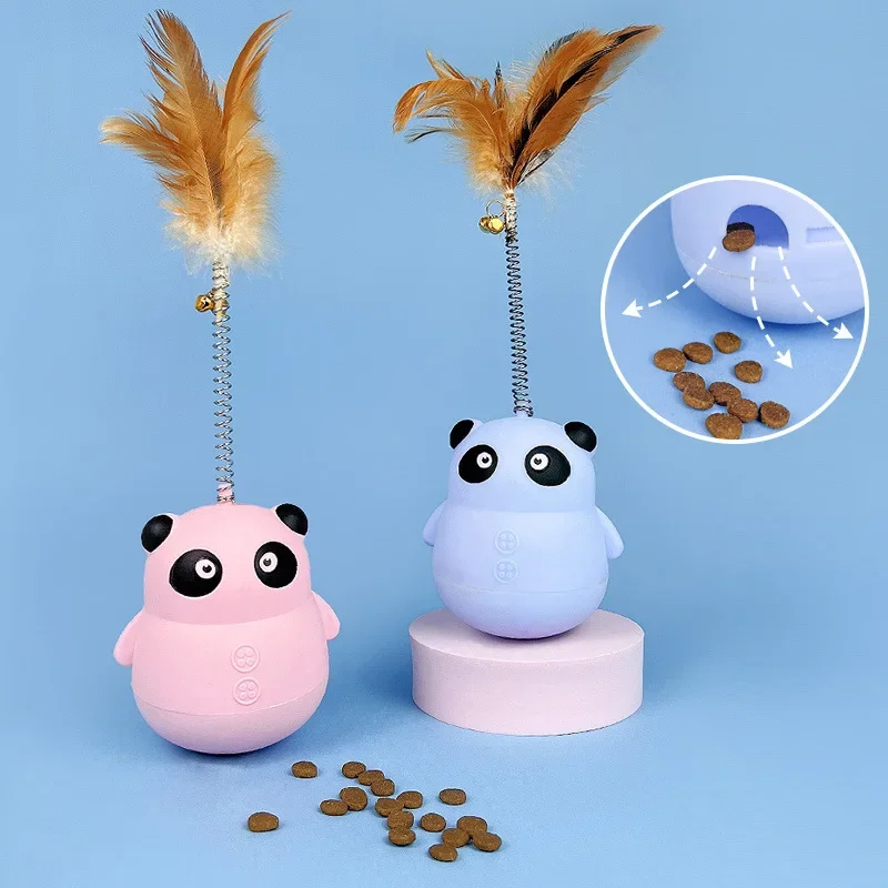 Tumbler pet toy leaking ball self-hilieling bodom automatic leakage food feather teasing cat stick dog puzzle toy