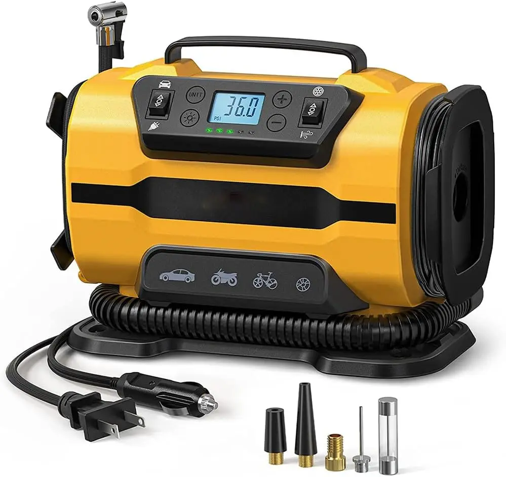 

350L/min Double cylinder tire inflator air injector,Electric inflator,portable motorcycle compressor,Wireless air pump