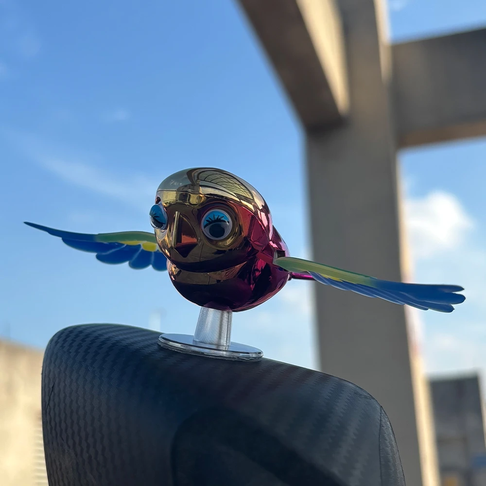 

1Pc Colorful Wind-activated Flapping Wing Bird Car Decoration, Novelty Car Exterior Ornament ,Cute Electric Scooter Decoration