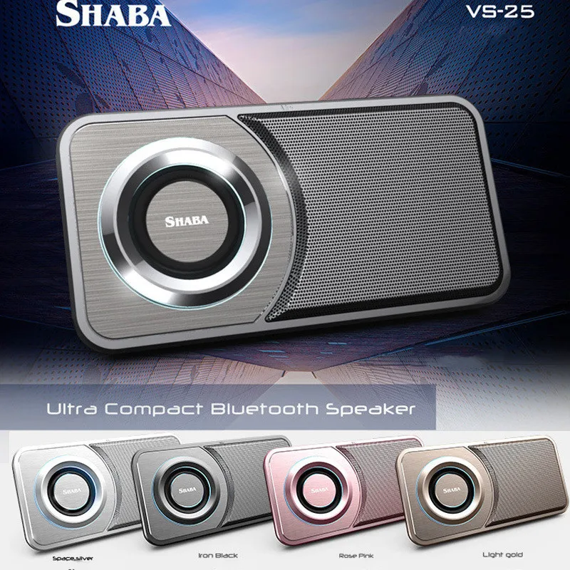 SHABA VS-25 Pocket Ultra-thin Wireless Bluetooth Speaker Outdoor Portable Mini FM Radio LED Light Mobile Phone Stand Super Bass