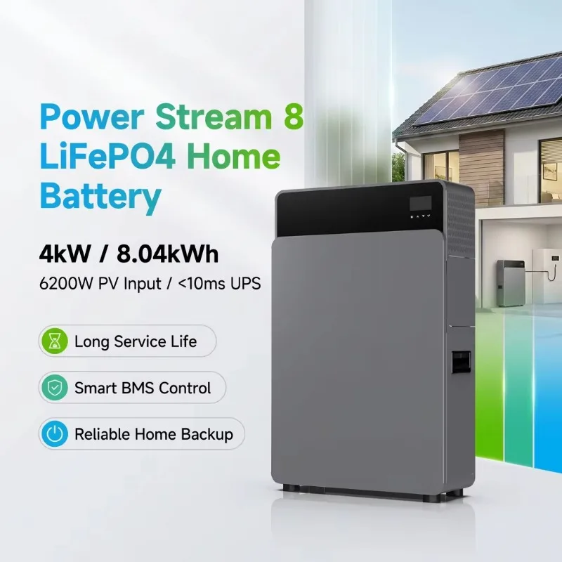 Energy Storage System Hybrid ESS 4kW 8kWh 8000 Cycle 6.2kw Mppt Input All-in-One Solar Power Station with LiFePO4 Battery