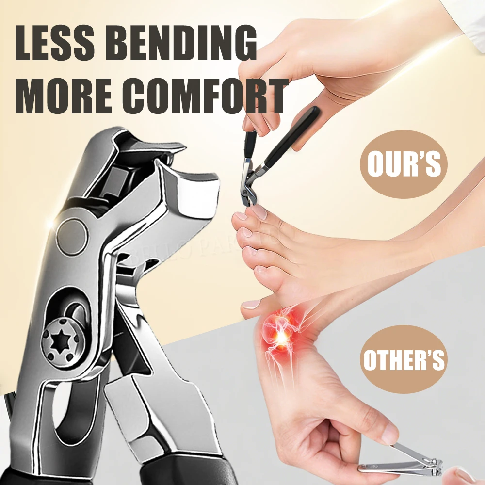 Nail Clipper with Catcher Angled Head Toe Nail Clippers Thick Nails Wide Jaw Opening Toenail Fingernail Clipper
