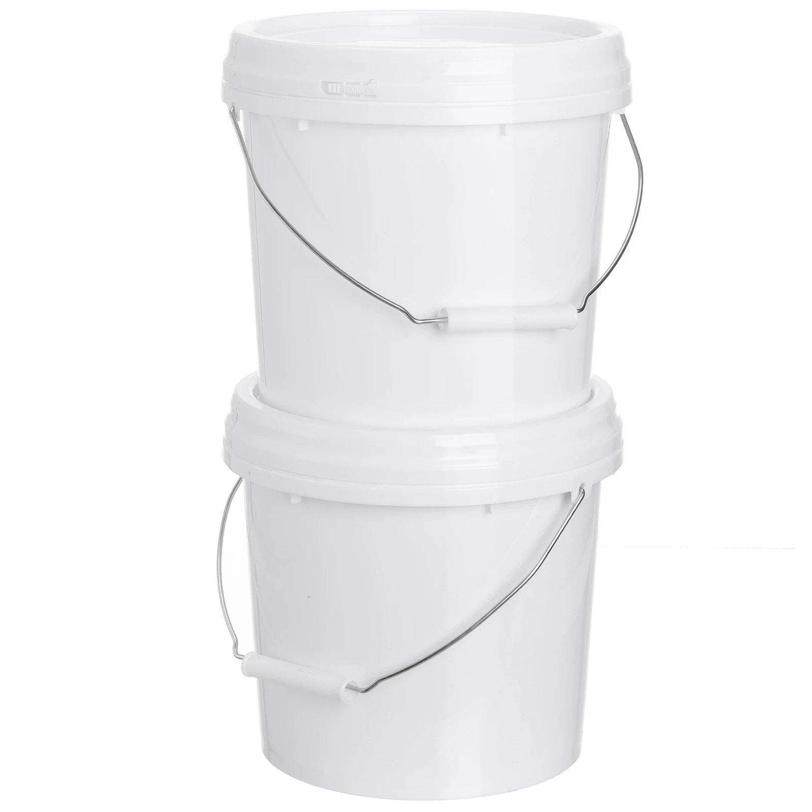 

2 1pcs White Plastic Water Bucket with Lid 5L Food Storage Airtight Pail Small Portable Pet Dog Food Container with Handle