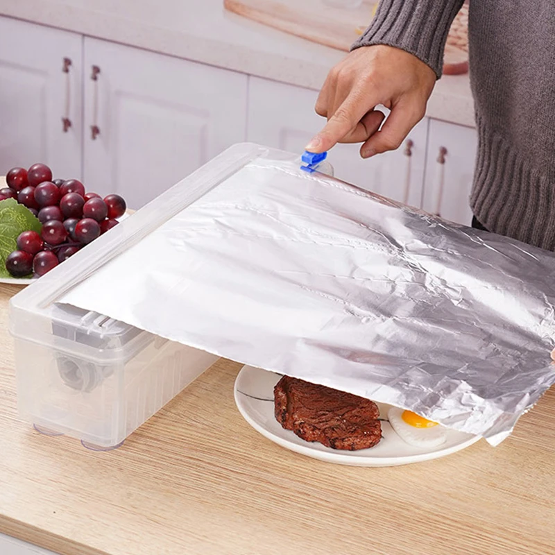 Adjustable Cling Film Cutter Set, Reusable Food Plastic Wrap Dispenser, Essential Kitchen Tools