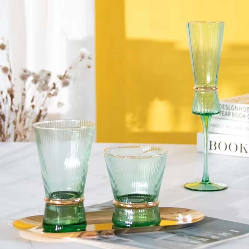 

Green Phnom Penh Pigment Gold Belt Wine Glass Set Cocktail Glasses Wine Champagne Gobles, Red Wine Glasses Set