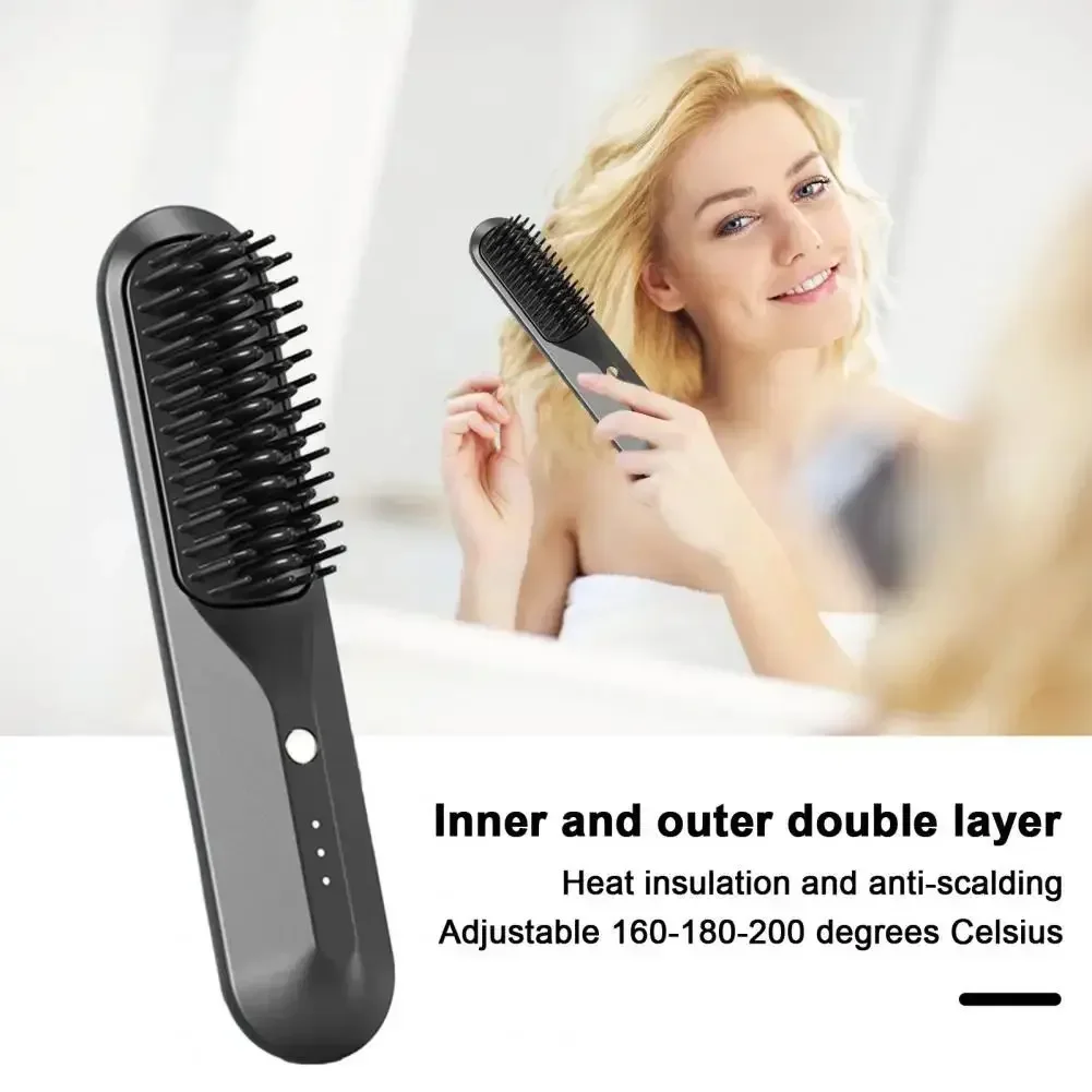 

Hair Brush Straightening Wireless Fast Heating Comb USB Charge Hair Curling Dryer Brush Hair Styling Tools