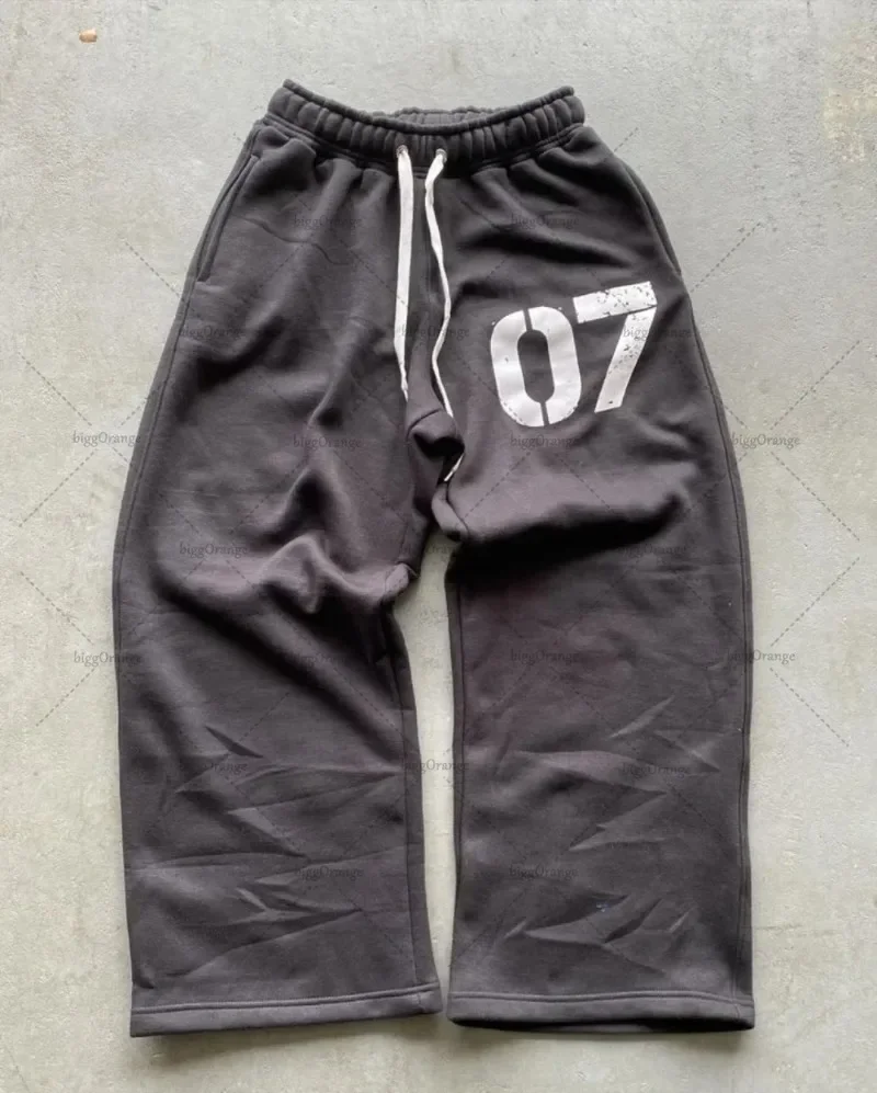 

High Street Fashion Brand Clothing Alphanumeric Printed Zipper Hoodie Sweatshirt Colorful High Waist Oversized Sweatpants Men