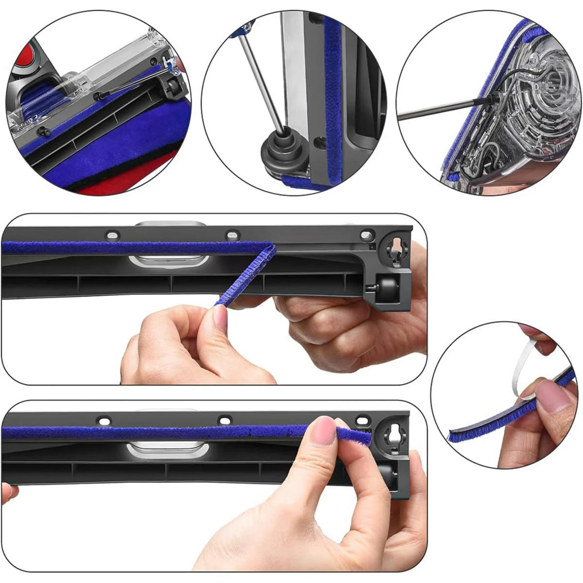 Rodillo de cepillo de repuesto para V6 V7 V8 V10 V11, cabezal de rodillo suave para boquilla de suelo de rodillos blandos 966488-01-A63E