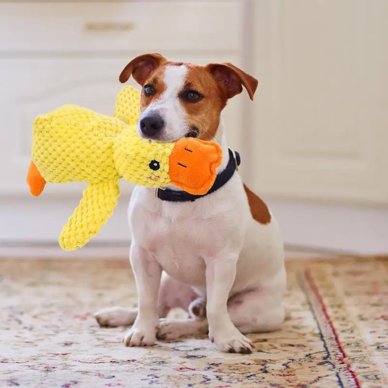 Cute Calming Duck Dog Toy Fun Dog Interactive Toy Plush Sound Toy Quack-Quack Duck Pet Supplies for Indoor and Outdoor Dog Play