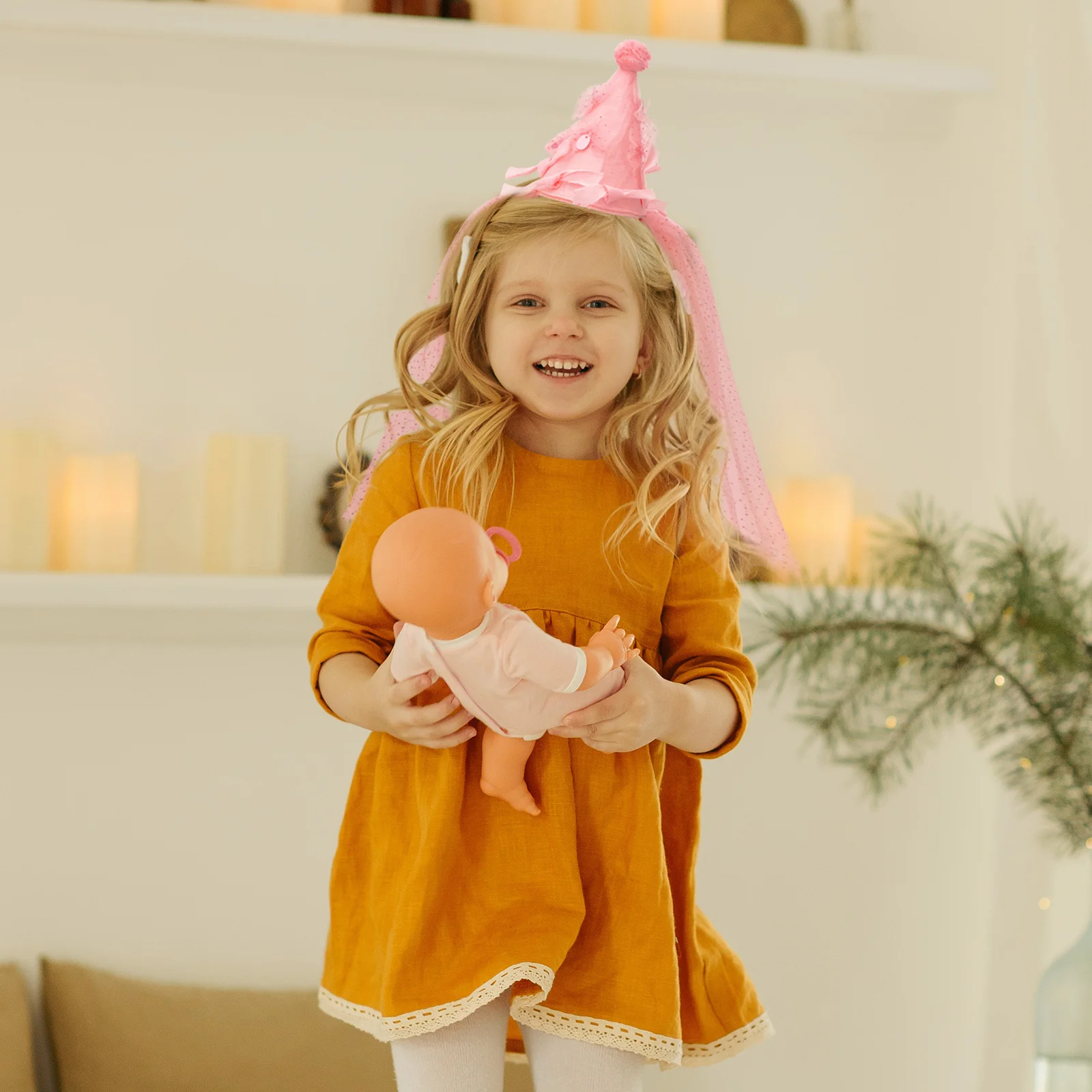 

Birthday Hat for Kids Headdress Photo Props Pink Child Party Hats Headdress Fabric Decor Photo Props Lightweight Durable