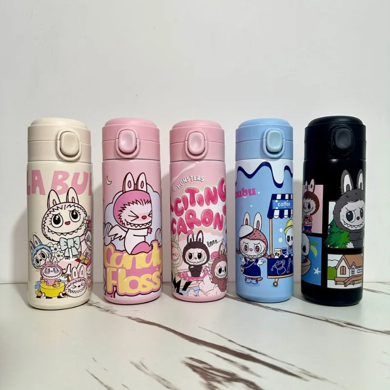 

Kawaii Labubu 420ML Water Cup Anime Elastic Buckle Stainless Steel Portable Pea Cup Children Gift NEW Direct Drinking Cup