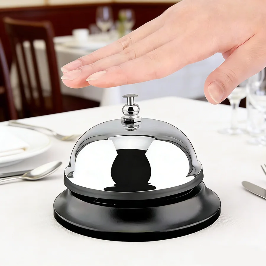 Small Table Bell for Restaurant Service, Hotel Counter, Reception, Dinner Bell, Kitchen and Dining Room Use