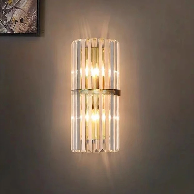 

Living room bedroom bedside crystal wall lamp Light luxury hotel lobby corridor crystal wall lamp