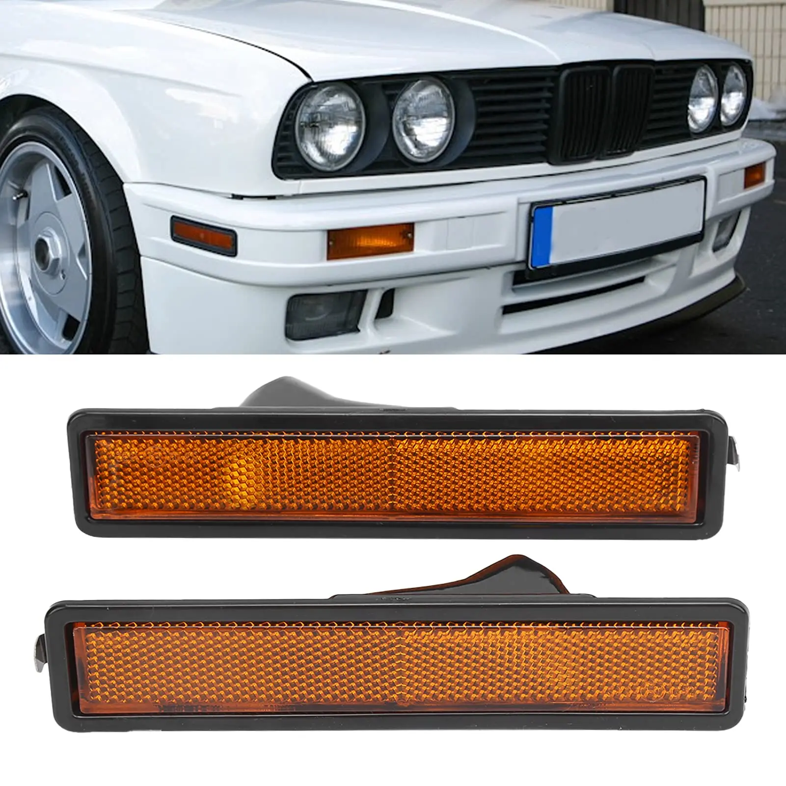 

Side Marker Light Covers Front Side Marker Light Cover Lens Replacement for BMW E30 E32 E34 318i 325i 318is 325es 63141377849