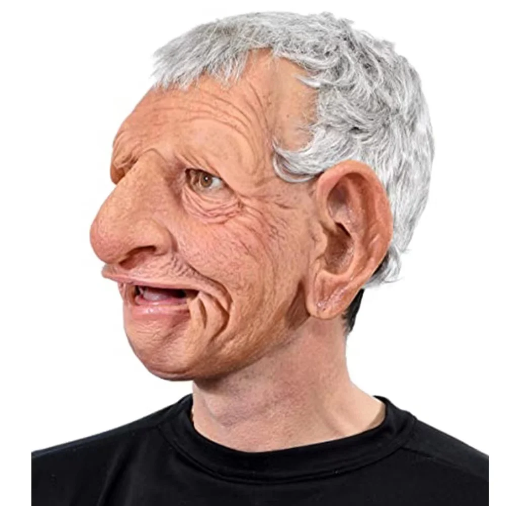 Latex Face Mask for Middle Aged and Elderly People, Ball Makeup, Performance Props, Halloween Party