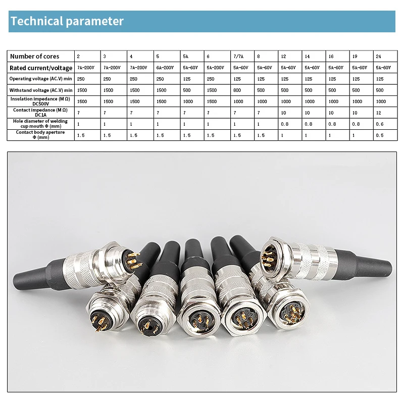 5/10/20Sets M16-2/3/4/5/6/7/8/12/16/19/24P 09 Series Aviation Waterproof Connector Male Female Butt Socket Plugs