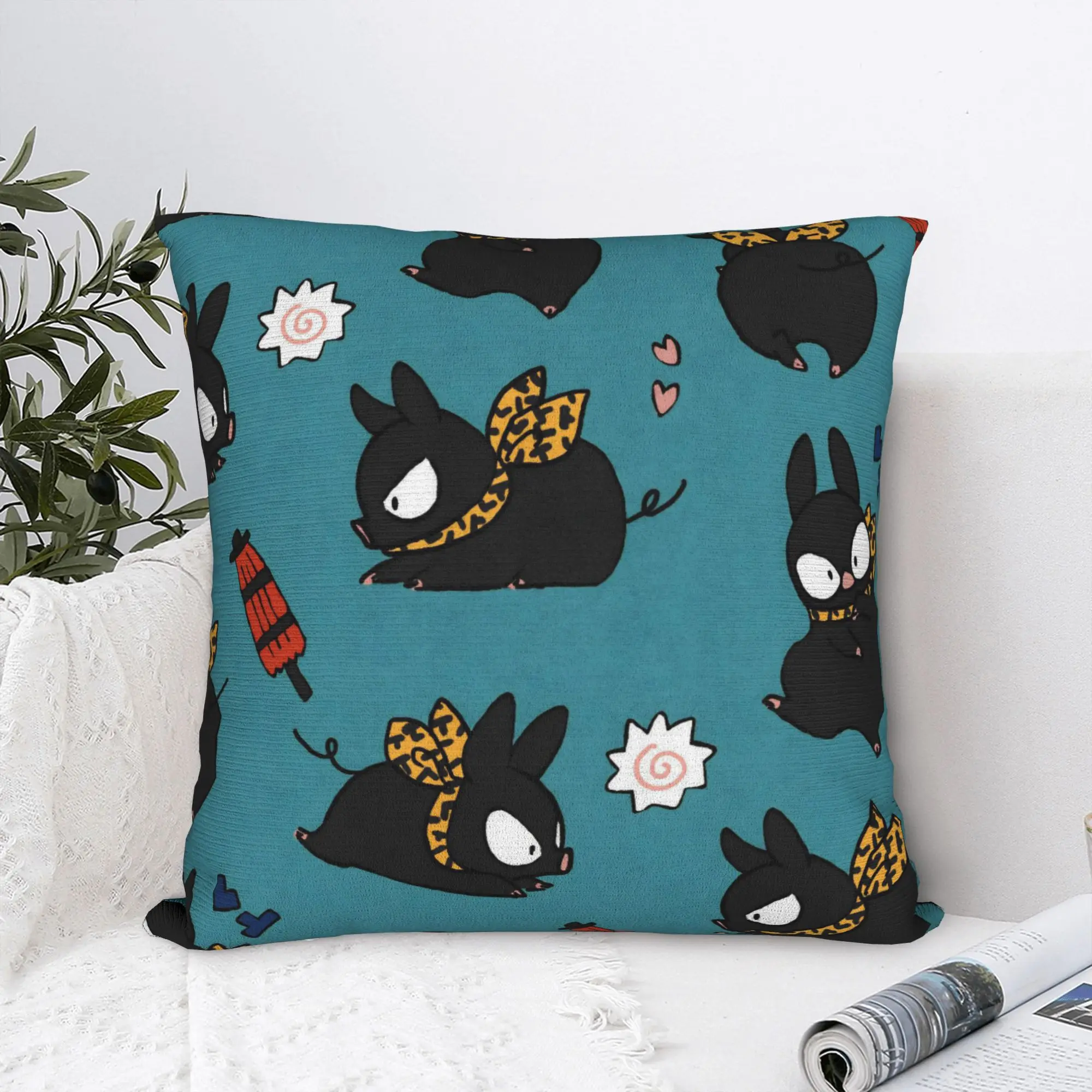 Ranma 1/2 Square Pillow Cases P-Chan Manga Cushion Covers Creative Zipper Decor Pillowcase for Bed 45x45cm