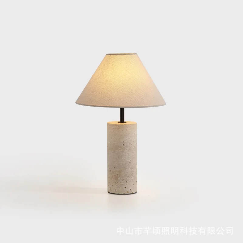 

American retro yellow travertine table lamp bedroom bedside lamp high-end French romantic living room designer art lamp