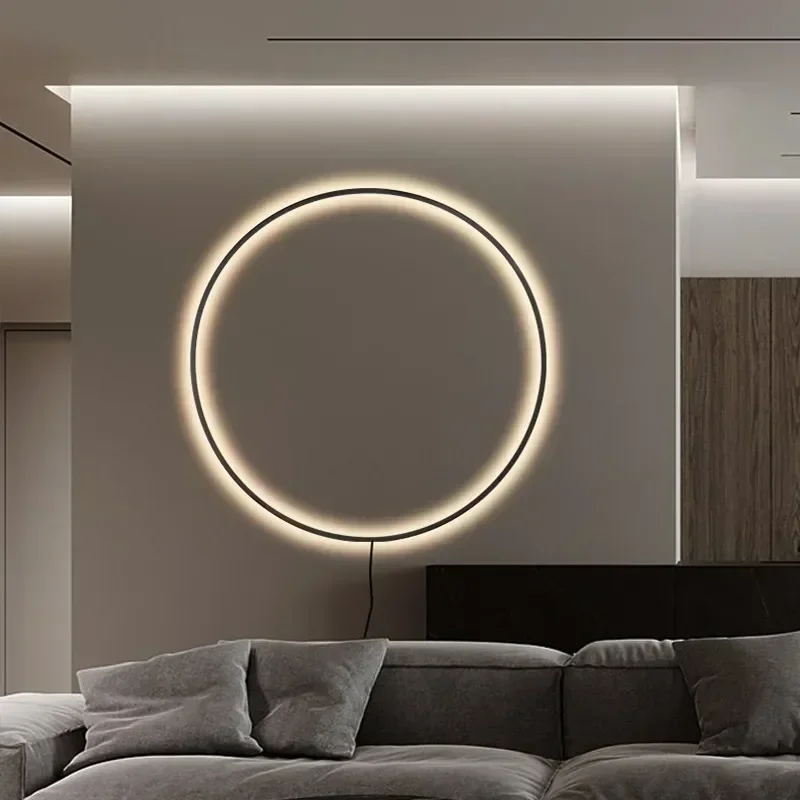 Applique Murale LED avec Anneau Rond, Luminaire Décoratif d'Nik, Design Nordique Moderne, USB, Idéal pour Chambre à Coucher, Salon et Maison