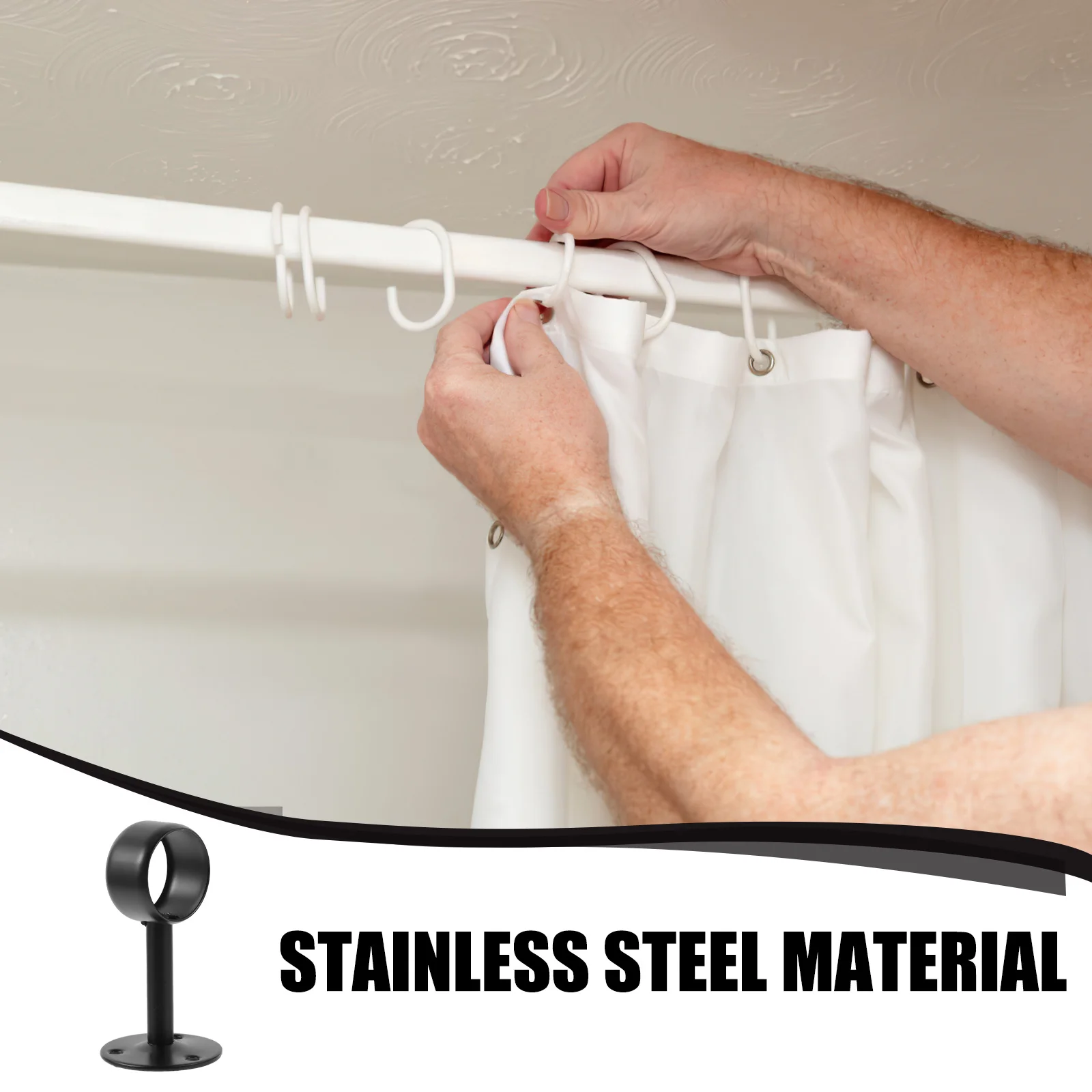 

4Pcs Ceiling Curtain Rod Bracket Black Flange Base Stainless Steel Support for Curtain Rods Mount Holder Brackets