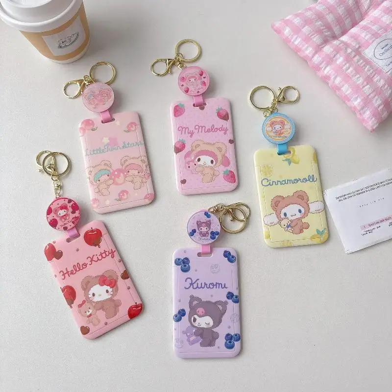 サリオ マイメロディ 学生証ホルダー、地下鉄通勤IDキーホルダー、バッグハンガー、イージー・プル・バックルハンガー