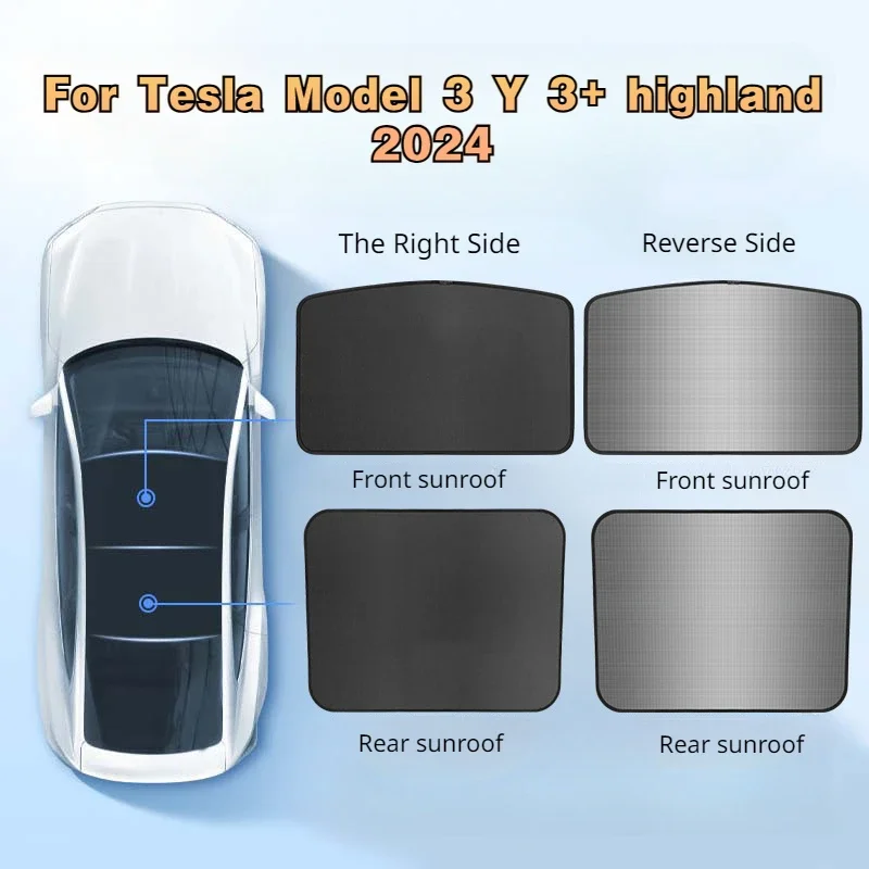 Zonnedak Dak Dak Voor Tesla Model 3/Y/3 + Highland Upgrade Ijs Doek Gesp Sun Chinches Glazen Dak Voorzijde Zonnedak Skyligh