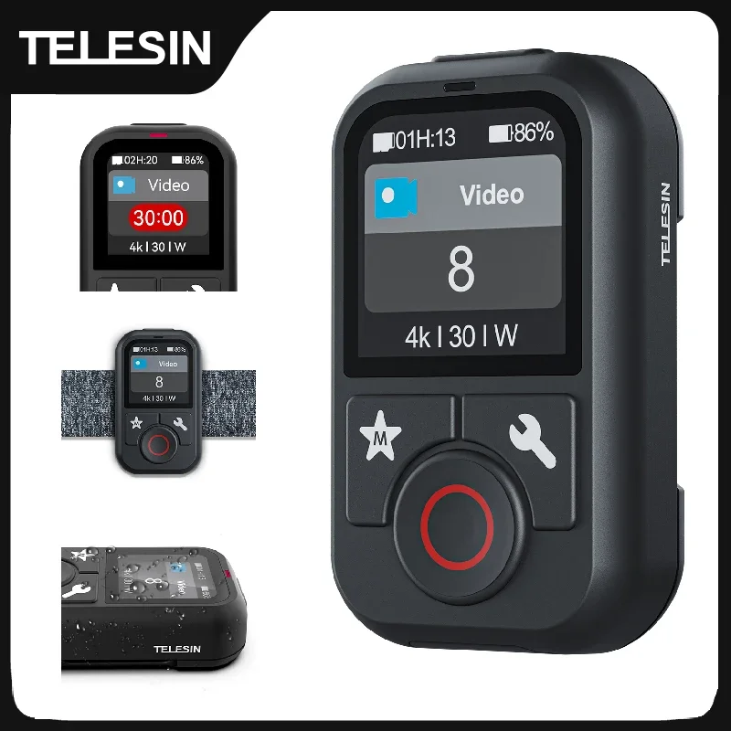 

TELESIN Waterproof Bluetooth Remote Control For GoPro Hero 13 12 11 10 9 8 Max With Wrist Strap For Action Camera Accessories