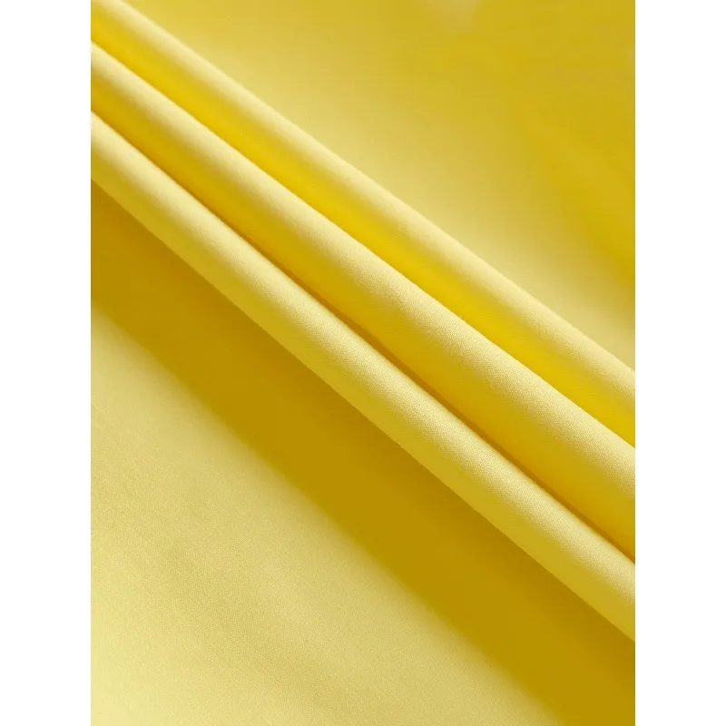 Geel Turn Down Kraag Jurk voor Vrouwen 2025, Korte Mouw Button Down Eenvoudige Officewear Max Jurken Vrouw Kleding 180596