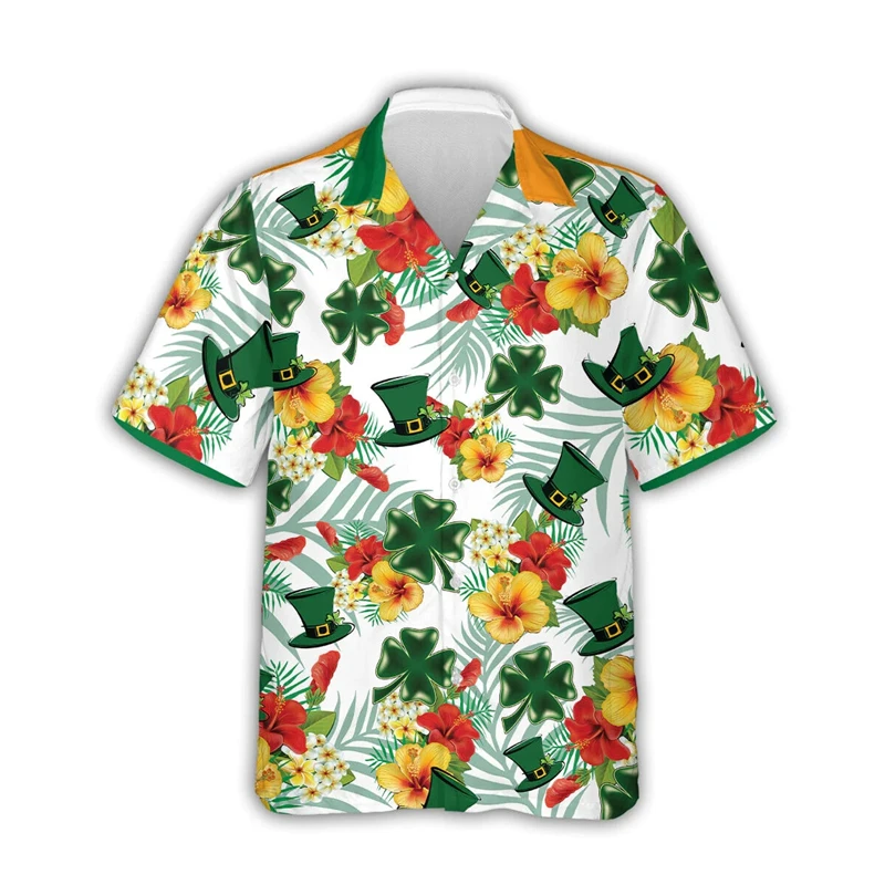 

Ireland Graphic Lapel Men Shirt 3D Print Man/Women Casual Fashion Short Sleeve Shirts Button Streetwear Oversized Unisex Clothes