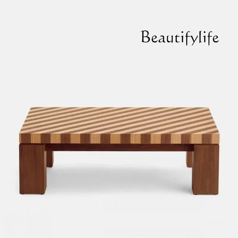 J X Medieval Style Square Stripes Retro Art Designer French Living Room Coffee Table Combination Coffee Table Simple