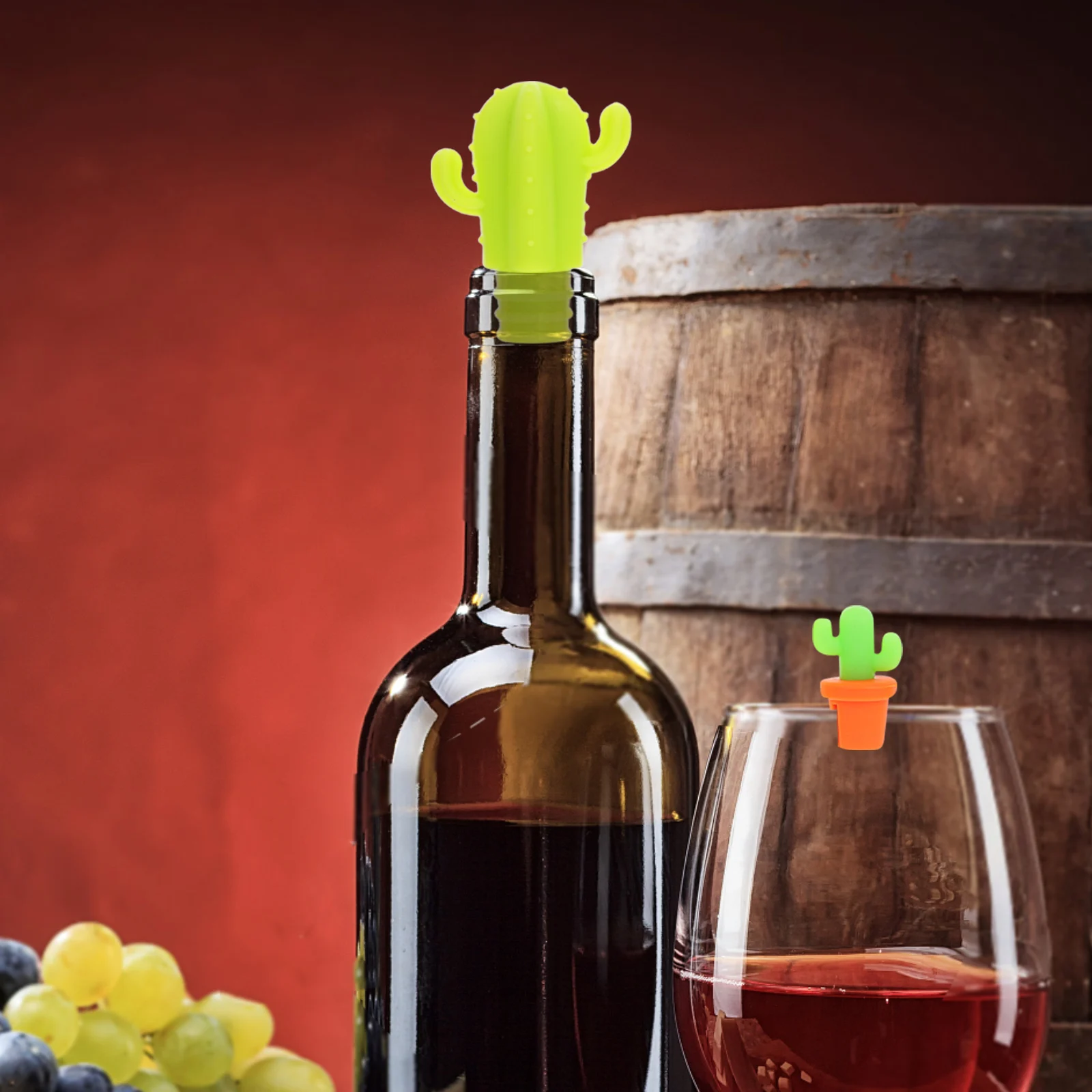 

7 Pcs Bottle Stoppers Beverage Stopper Silicone Cap Cactus Shaped Bar Tool Cactus Shaped Wine Stopper Reusable Kitchen Bar