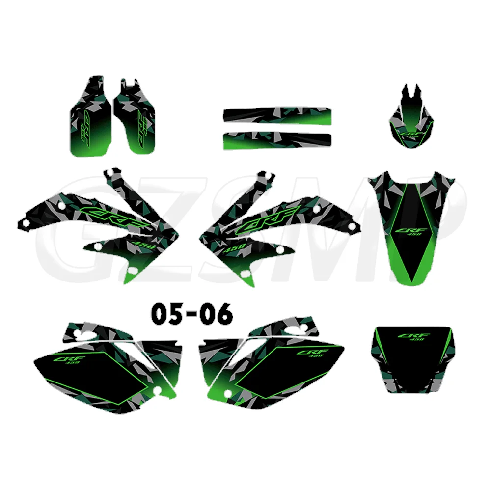 يصلح ل 2005-2006 هوندا CRF 450R CRF450R 450 R 05 06 مجموعة الرسومات الشارات ديكو ملصقات #5