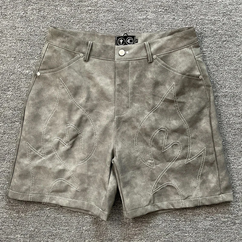 

Американская летняя уличная одежда THUG CLUB Кожаные шорты в стиле хип-хоп для мужчин и женщин Модные повседневные шорты с вышивкой логотипа Thug Club