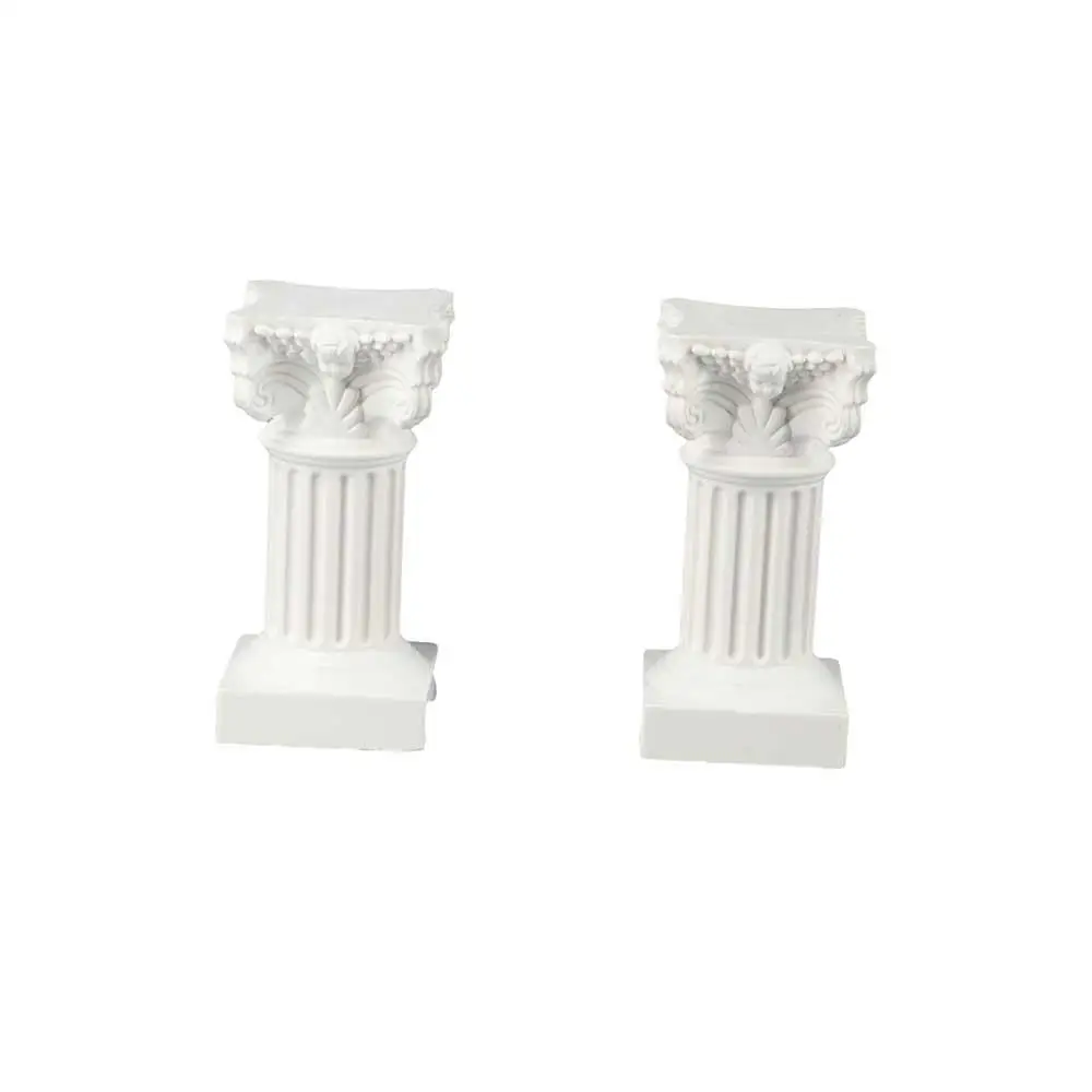 2 pcs ABS Material Miniature Classical Architecture Scene Home Decor Candlestick Roman Column Photography Props Handicraft